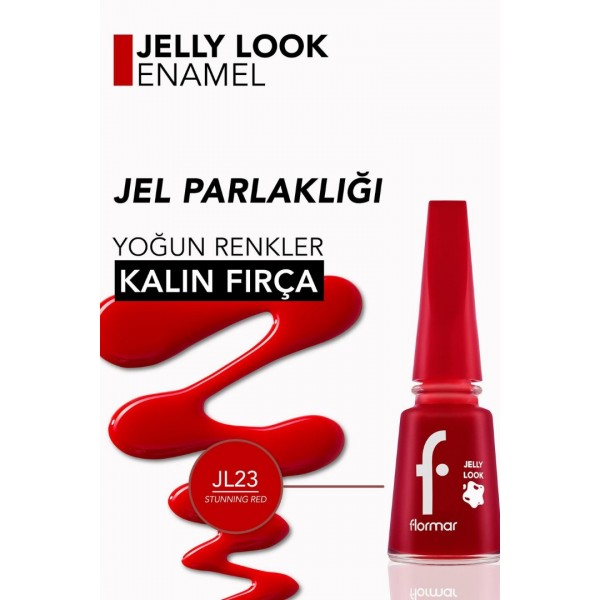 Flormar Jelly Look Yoğun Pigmentli ve Jel Görünümlü Oje JL23 Stunning Red