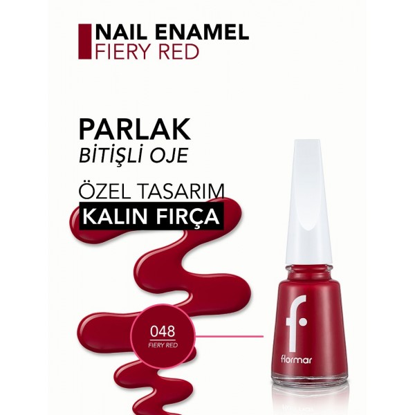 Flormar Nail Enamel Yoğun Pigmentli Oje 048 Fiery Red