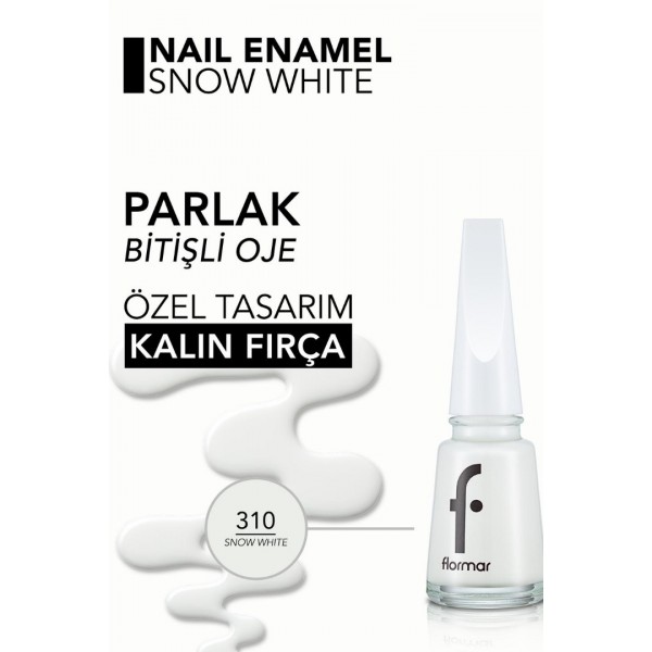 Flormar Nail Enamel Yoğun Pigmentli Oje 310 Snow White 
